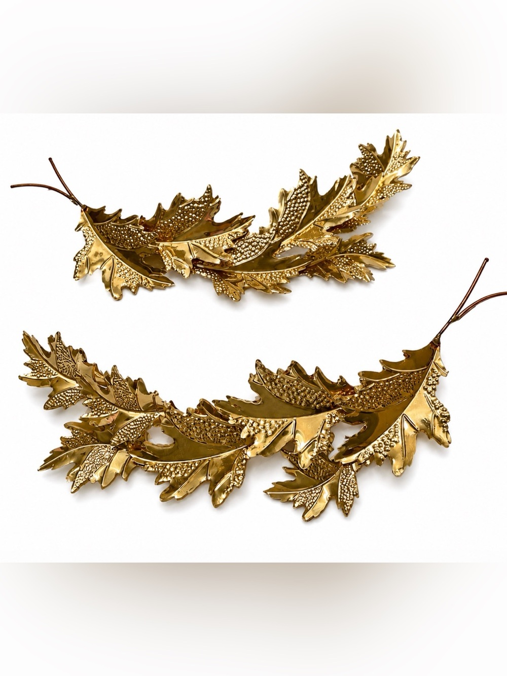 Home Interiors Metal Gold Tone Leaf Leaves Wall Hanging Art Decor Home 2 Vintage - Picture 7 of 10